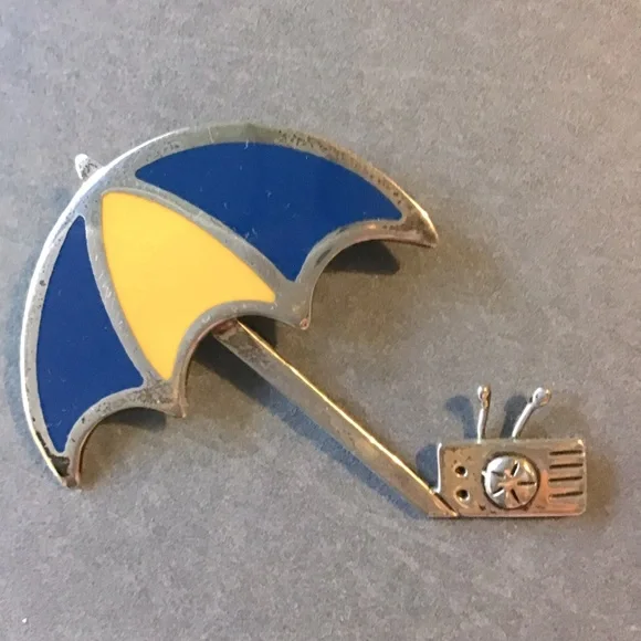 Anne and Jane Harvey Beach Umbrella Brooch - Picture 1 of 2